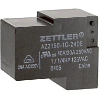 American Zettler, Inc. Relay, 30 A, 18.0 VDC (Must Operate), 24 VDC (Nom.), PCB, PCB, SPST N.O