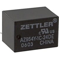 American Zettler, Inc. Relay, Subminiature Power Relay, PCB Mount, SPDT, 1280 Ohms +/- 10%, 30 W (Max.)