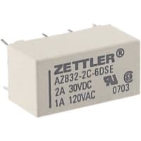 American Zettler, Inc. Relay, Polarized DIP Relay, 1500 Vrms (Contact to Coil), PCB Mount