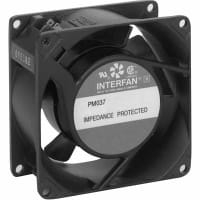 Interfan Fan, AC, 230V, 80x80x38mm, Sq, 37CFM, 2700RPM, 39dBA, 10.3Oz, Terminal Block