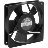 Interfan Fan, AC, 115V, 120x120x25mm, Sq, 53CFM, 1900RPM, 38dBA, 11.8Oz, Terminal Block