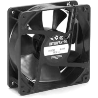 Interfan Fan, DC, 24V, 140mA, 120x120x38mm, Sq, 125CFM, 52dBA, Wire Leads