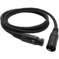 Io Audio Technologies DMX Cable, 6 FT, 5 Pins, 4 Wires, Shielded, 24 AWG, PVC Black, 120 Ohms