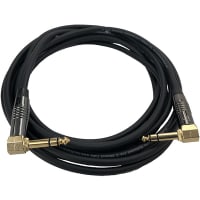 Io Audio Technologies Patch Cable, 1/4" Stereo Plug (90 Deg x2), Shielded, Black Jkt, 3FT, TCH Series