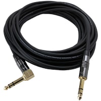 Io Audio Technologies Cable, 1/4" Stereo Plug (90 Deg&Straight), Shielded, Black Jkt, 3FT, TCH Series