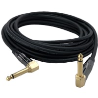 Io Audio Technologies Instrument Cable, Shielded, 3 FT, 1/4" Plug (90 Deg x2), 20 AWG, TCH Series