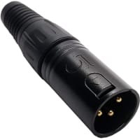 Io Audio Technologies XLR Connector, 3 Pins, Gold Plated, Male, Black Housing