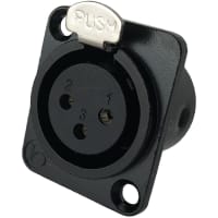 Io Audio Technologies XLR Connector, JL Series, 3 Pin, Female, Black, Solder Cups, Silver Contacts