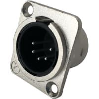 Io Audio Technologies XLR Connector, 5 Pin, Male, Nickel Housing, Silver Contacts, JL Series