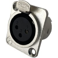 Io Audio Technologies XLR Connector, 3 Pin, Female, Nickel Housing, Silver Contacts, JL Series