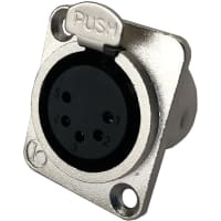 Io Audio Technologies XLR Connector, 5 Pin, Socket, Nickel, Solder Cups, Silver Contacts, JL Series