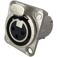 Io Audio Technologies XLR Connector, 3 Pin, Female, Nickel Housing, Silver Contacts, JLX Series