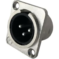 Io Audio Technologies XLR Connector, JL Series, 3 Pin, Male, Nickel Housing, Silver Contacts