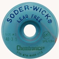 ITW Chemtronics Desoldering Braid, Soder-Wick Lead-Free, 0.110"/2.8mm-blue, 5'L