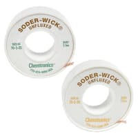 ITW Chemtronics Desoldering Braid, Soder-Wick Unfluxed, 0.060"/1.5mm-yellow, 10'L