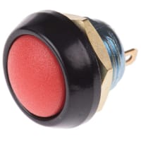 ITW Switches Pushbutton Switch, SPST-NO, Round, Non-Illum, IP67, Solder, 0.4A, 32VAC