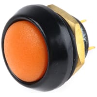 ITW Switches Switch;Pusbutton;SPST-NO;Round;Non-Illum;Orange Actuator;IP67;Solder;0.4A;32VAC