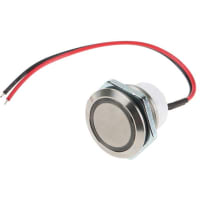 ITW Switches Push Button Switch, IP67, SPST-NO, Panel Mount, Momentary, Illuminated Red LED, 