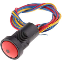 ITW Switches Push Button Switch, SPDT-NO, Panel Mount, Momentary, Illuminated Red LED, 