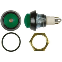 ITW Switches Push Button Switch, IP67, 13.65mm, SPST-NO, Pmnt, Momentary, Illuminated Green LED, 