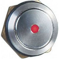 ITW Switches Push Button Switch, IP67, 0.765in, SPST-NO, Pmnt, Momentary, Illuminated Red LED, 