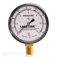 AMETEK DFS Vacuum Gauge; 2.5-in; 0-280 IWG; 1/4-in NPT Conn.; 2% Accur.; Steel/Black Enamel