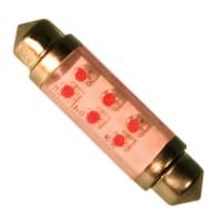 JKL Components Corporation Automotive LED Festoon Lamp 43 mm Red 12 V dc 20 mA 10.5mm 2 lm