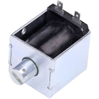 Johnson Electric Solenoid, Open Frame, Pull, Threaded Holes, 1/4 QC Term, 24VDC Cont, 58.18 Ohm, 9.9W