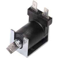 Johnson Electric Solenoid, Open Frame, Pull, Threaded Holes, 3/16 QC Term, 12VDC Cont, 37.12 Ohms, 3.6W