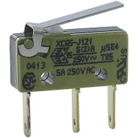 Johnson Electric Switch, Snap Action, SPDT, NO/NC, Plain Lever Actuator, 5A, 250VAC, IP40, Faston Term