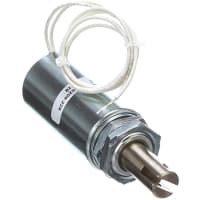 Johnson Electric Solenoid, Tubular, Pull, Panel Mount, Flying Leads, 12VDC Cont, 24VDC@25%, 19.20 Ohms