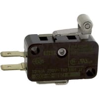 Johnson Electric Switch, Roller lever, 10 A (Max.), 125 VAC/250 VAC (Max.), 0.8 N, 27.8 mm