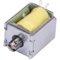 Johnson Electric Solenoid, Open Frame, Pull, Threaded Holes, Flying Lead, 12VDC Cont, 24VDC@25%, 89 Ohms