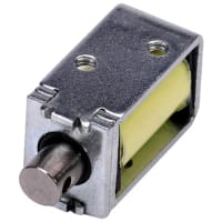 Johnson Electric Solenoid, Open Frame, Pull, Threaded Holes, Flying Leads, 12VDC Cont, 110.80 Ohms, 1.3W