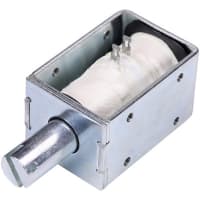 Johnson Electric Solenoid, Open Frame, Pull, Threaded Holes, Flying Leads, 12VDC@25%, 1.84 Ohms, 76W