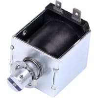 Johnson Electric Solenoid, Open Frame, Pull, Mag-Latch, QC Term, 12VDC Cont, 24VDC@25%, 14.55 Ohms, 39.6W