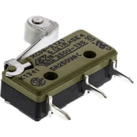 Johnson Electric Switch, Snap Action, SPDT, NO/NC, Hinge Lever Actuator, 6A, 250VAC, IP40, PCB Terminal