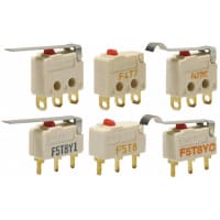 Johnson Electric Switch, Snap Action, N.O/N.C, Plain Lever Actuator, 5A, 250VAC, PC Pin Terminals