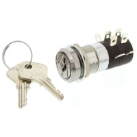 Johnson Electric Switch, Keylock, DP, 2 Pos, Round, Key Index 90, 2 Keys Incl, Thru-Hole, 4A, 125VAC, Screw