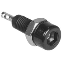 Johnson-Cinch Connectivity Solutions Tip Jack, Threaded, Black, Panel Mount, 0.080" (2.0mm) Plug, Solder Termination