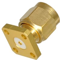 Johnson-Cinch Connectivity Solutions SMA Plug, .375 Sq 4-Hole, .018 Socket, Field Replace, Standard SMA Coax Series