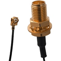 Johnson-Cinch Connectivity Solutions Low Profile RA, 250 mm Bulkhead Jack RP, Teflon O.D. 0.81, UMC LP Series