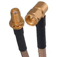 Johnson-Cinch Connectivity Solutions SMA Right Angle Plug-SMA Bulkhead Jack, RG143, 24in, 610mm, SMA RF Cable Series