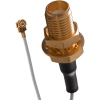 Johnson-Cinch Connectivity Solutions Low Profile RA 2.0mm, 250 mm SMA Bulkhead Jack, Teflon O.D. 0.81, UMC LP Series