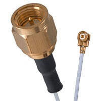 Johnson-Cinch Connectivity Solutions Low Profile RA Plug Assembly 2.0mm, Teflon Coax O.D. 0.81, 150 mm, UMC LP Series