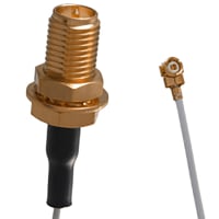 Johnson-Cinch Connectivity Solutions Low Profile RA 2.0mm, 250 mm Bulkhead Jack RP, Teflon O.D. 0.81, UMC LP Series