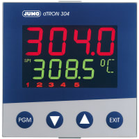 JUMO Temperature Controller, Dtron, 1 analog, 2 relay, 2 logic, 2-wire, 110-240 VAC