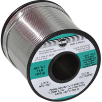 Kester Solder Solder Wire;no-clean flux;lead-free;Sn96.5Ag3.0Cu0.5;.05 dia;core 2.2%;1 lb