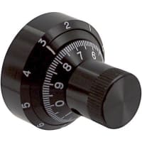 Kilo International Knob, Vernier, 10, 10, 1/4 in., 1 in. (Max.), 1 in. (Max.), 0.297 in. (Max.)