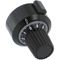 Kilo International Knob, Vernier, 20, 10, 1/4 in., 1 in., 0.875 in., 0.297 in. (Max.)